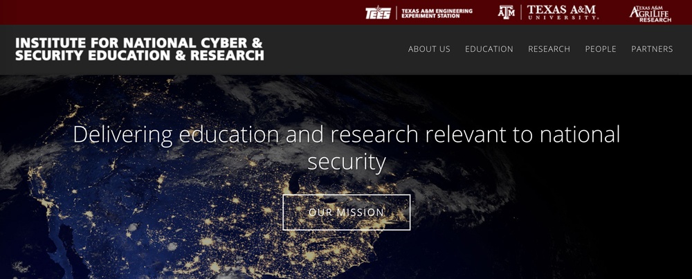 Screenshot of The Institute for National Cyber & Security Education & Research showing unit name in text