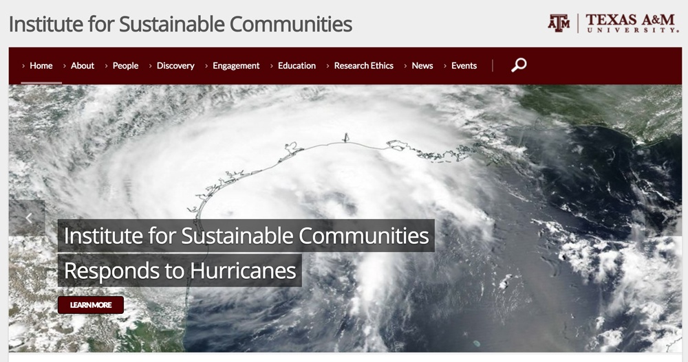 Screenshot of the Institute for Sustainable Communities showing unit name in text