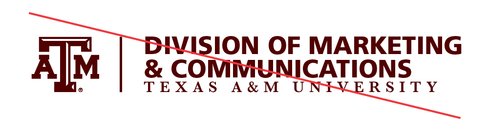 Example of old version of lockup: Texas A&M University Division of Marketing and Communications
