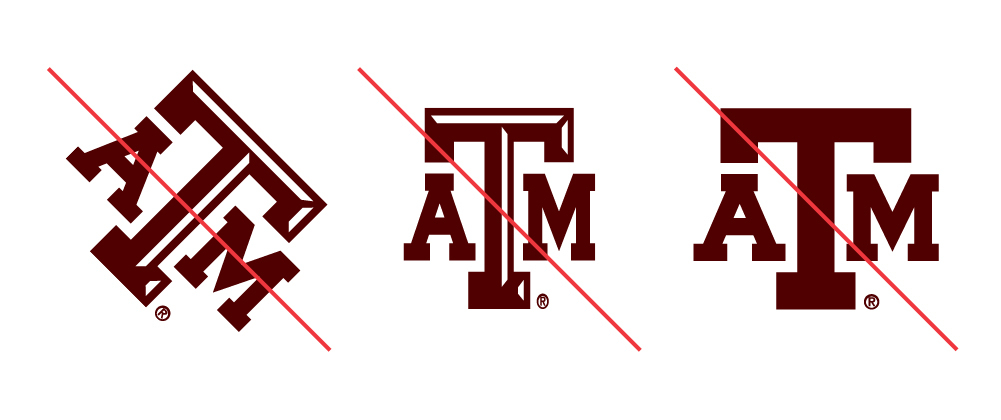 Examples of distorted (rotated, squeezed, without bevel) A&M logos