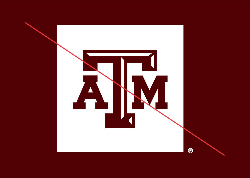 A maroon A&M logo with a white box on a maroon background