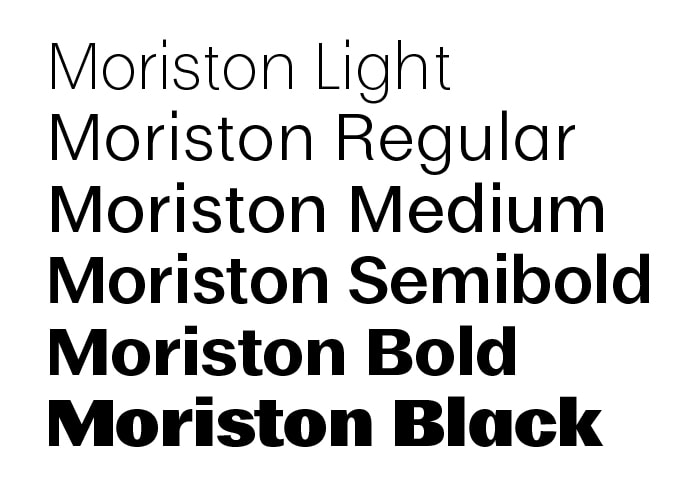 Example text with various weights in Moriston