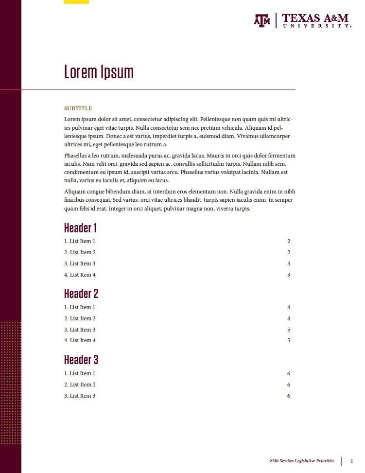 Example formatted report