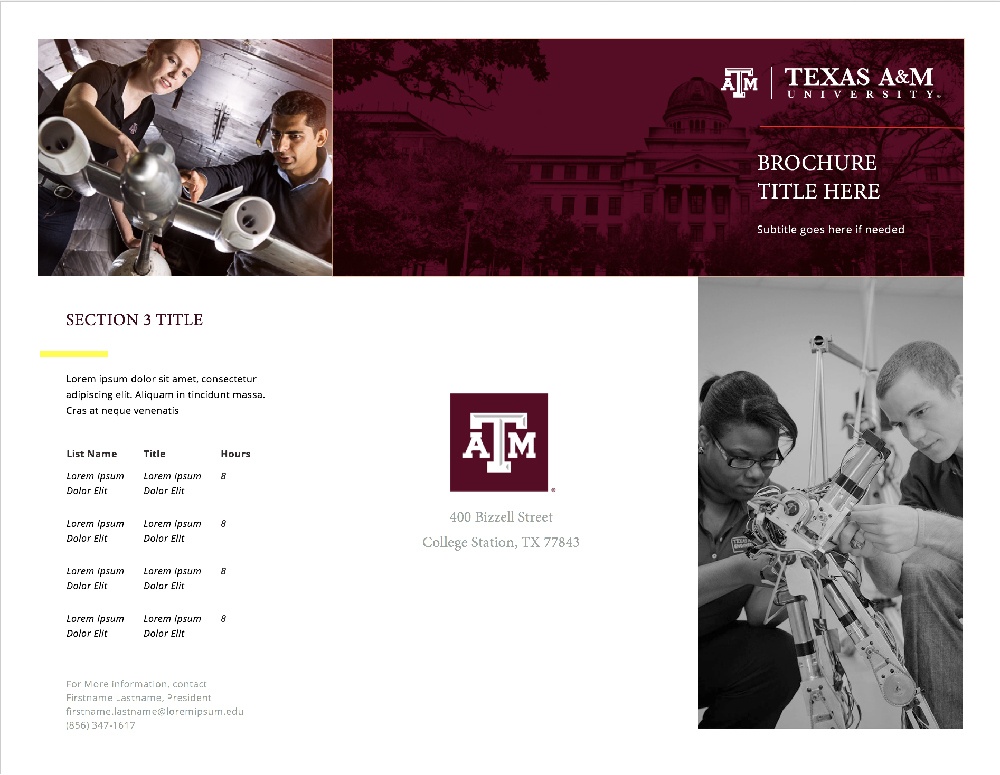 Example tri-fold brochure page version two